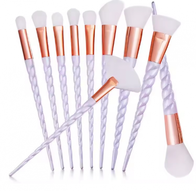 Professional gentle makeup brushes 10-Pack, Unicorn Purple