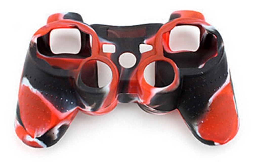 Silicone grip for controller, Playstation 3, Camouflage Red