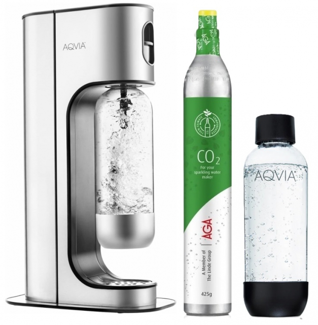 AGA Aqvia Exclusive Steel Black including 2 bottles + kolsyrepatron