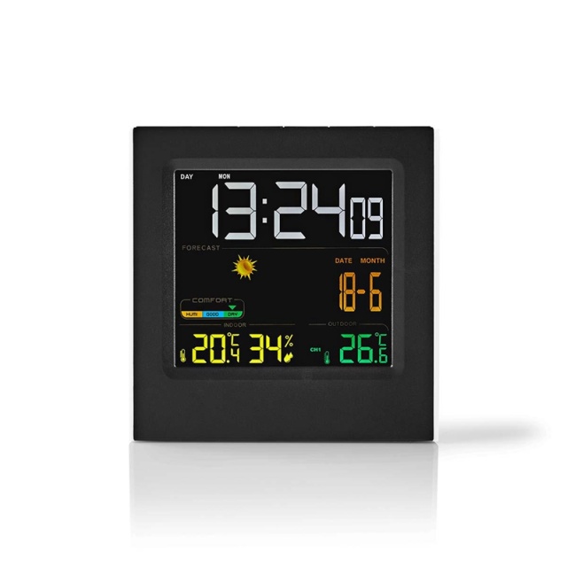 Nedis Weather Station | Indoor & Outdoor | Including wireless weather sensor | Weather forecast | Time display | LED | Alarm clock function