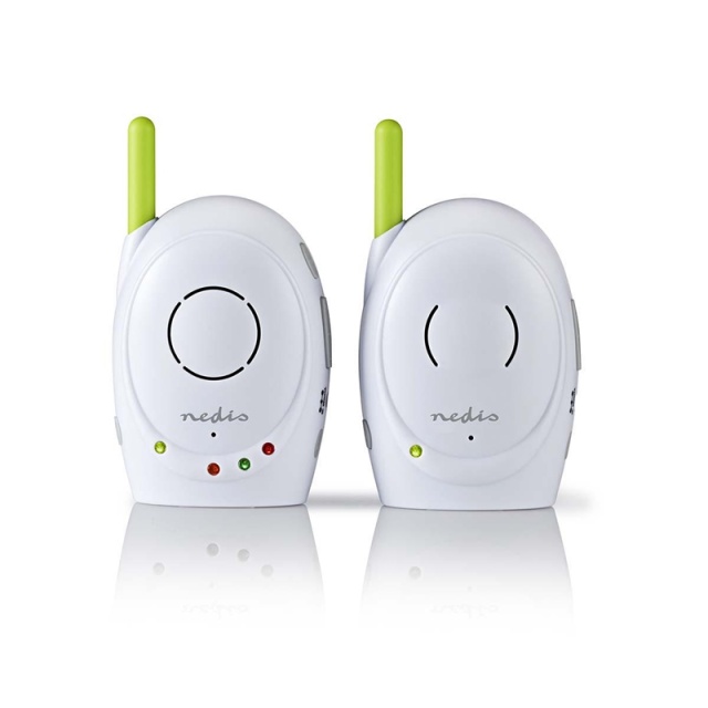 Nedis Audio Baby Monitor | FHSS (Frequency-Hopping Spread Spectrum) | With talk back function | Range: 300 m | Battery Powered / Mains Powered | Green / White