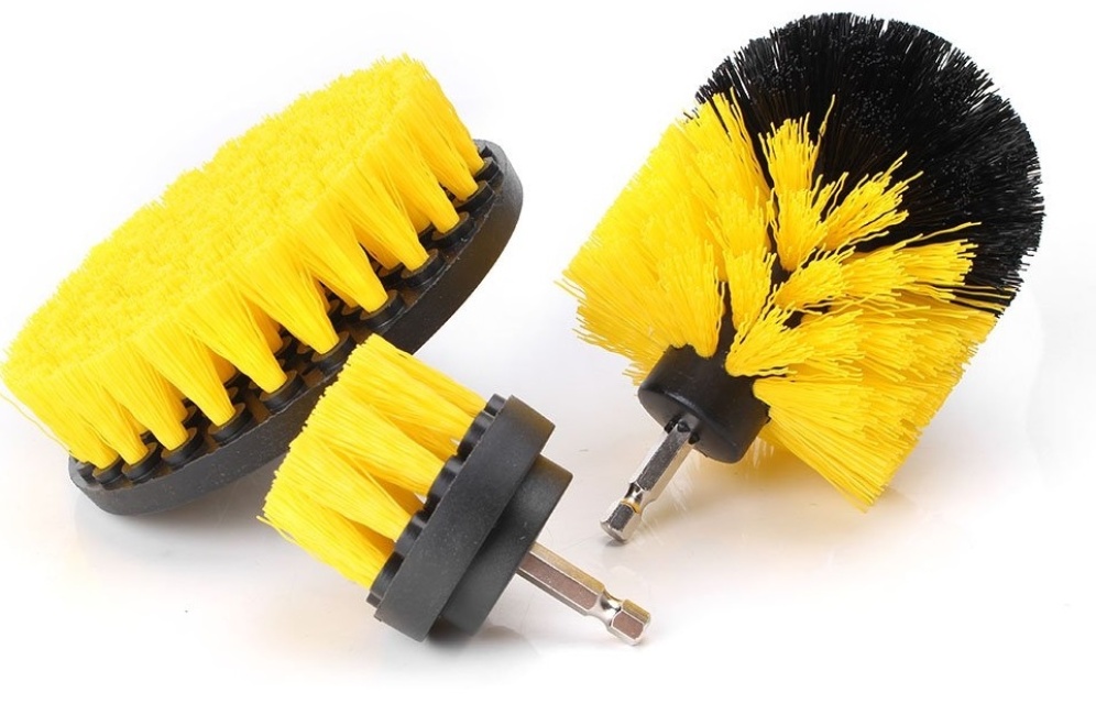 Set of 3 scrubbing brushes for drill/screwdriver