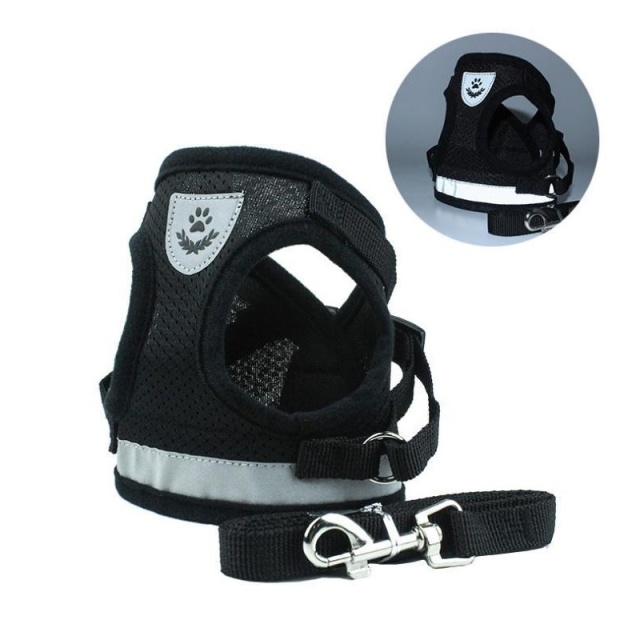 Harness for dogs, Reflective Black, XS