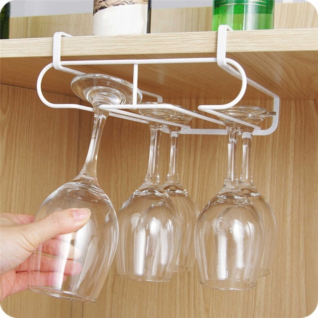 Wine glass holder in metal for 6 glasses, White.