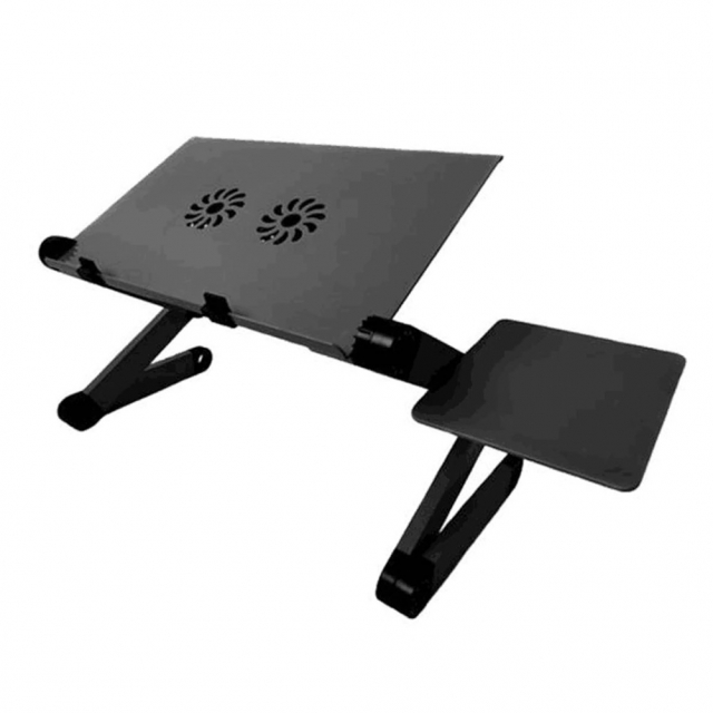 Foldable Laptop Desk with Cooling Hole & Mouse Stand, Black