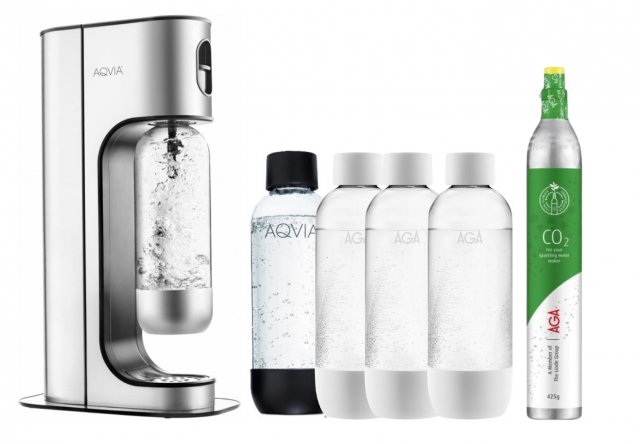 AGA Aqvia Exclusive Steel Black incl. 5 bottles & carbonation cartridge