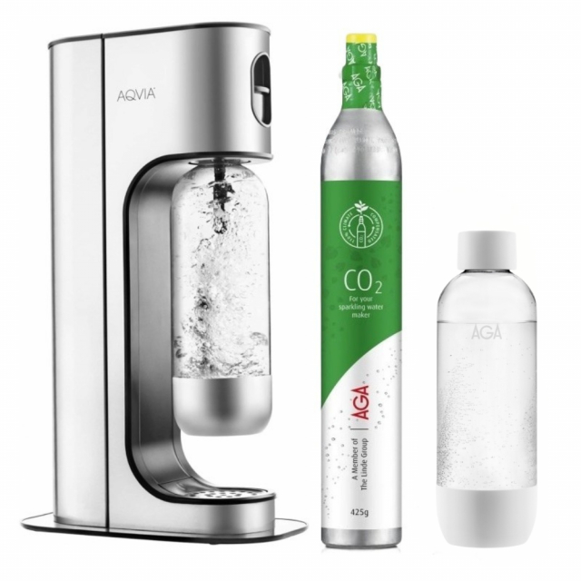 AGA Aqvia Exclusive Steel Black including 2 bottles + kolsyrepatron