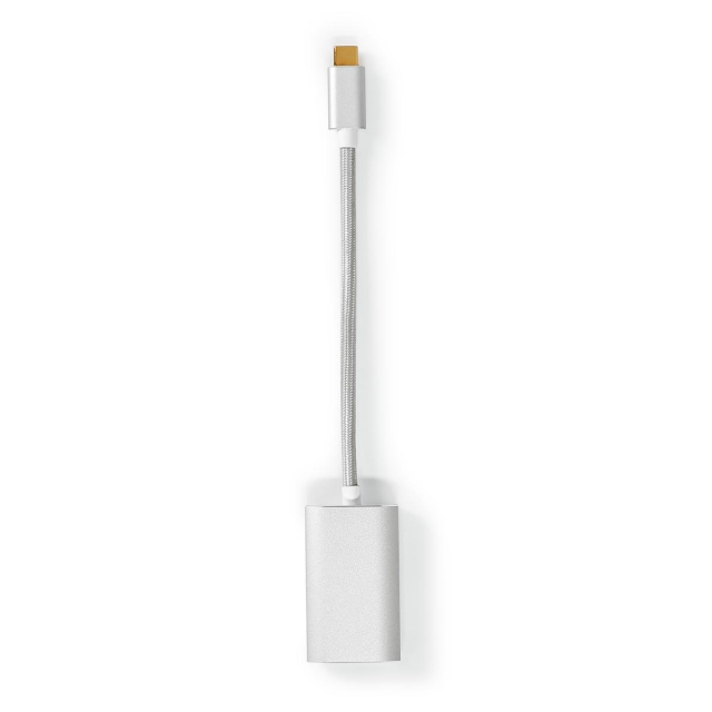 Nedis USB Adapter | USB 3.2 Gen 1 | USB-C™ Male | DisplayPort Female / USB-C™ Female | Power delivery | 0.20 m | Round | Gold Plated | Braided / Nylon | Silver | Cover Window Box