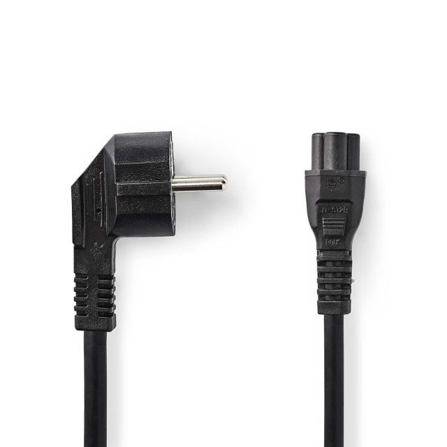 Nedis Power Cable | Plug with earth contact male | IEC-320-C5 | Angled | Straight | Nickel Plated | 3.00 m | Round | PVC | Black | Label