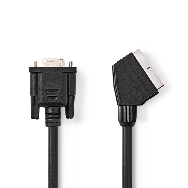 Nedis SCART Cable | SCART Male | VGA Female | Nickel Plated | 480p | 2.00 m | Round | PVC | Black | Label