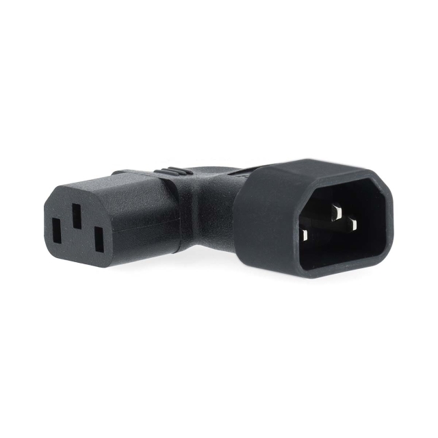 Nedis Extension Plug | IEC-320-C13 | IEC-320-C14 | Angled Left | Nickel Plated | PVC | Black | Box | 1 pcs