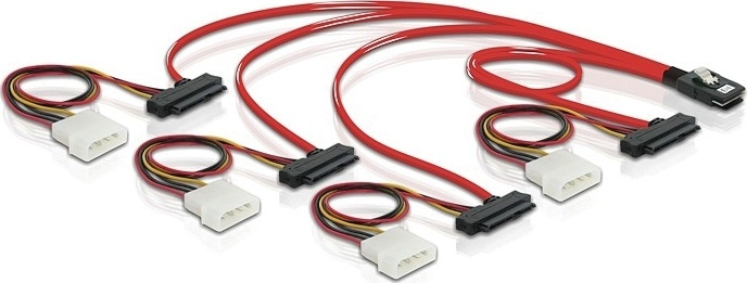 DeLOCK multilane SAS-kabel SFF8087 - 4xSFF8482+Molex 4-pin ström 0,5m in the group COMPUTERS & PERIPHERALS / Computer cables / Internal / Power cables & Adapters at TP E-commerce Nordic AB (38-16171)