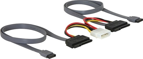 DeLOCK SATA-kabel för 2xSATA-hårddiskar + Molex 4-pin ström, 50 cm in the group COMPUTERS & PERIPHERALS / Computer cables / Internal / Power cables & Adapters at TP E-commerce Nordic AB (38-16184)