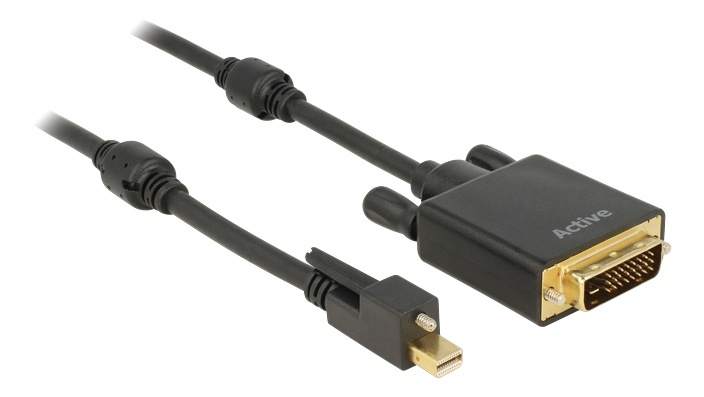 Delock Cable mini Displayport 1.2 male with screw DVI male 4K Active B in the group COMPUTERS & PERIPHERALS / Computer cables / DVI / Cables at TP E-commerce Nordic AB (38-53055)