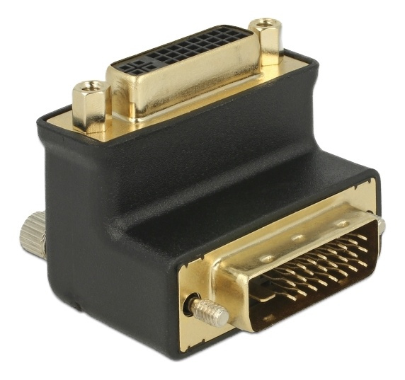 Adapter DVI 24+1 male > DVI 24+5 female port 90° angled in the group COMPUTERS & PERIPHERALS / Computer cables / DVI / Adapters at TP E-commerce Nordic AB (38-61409)