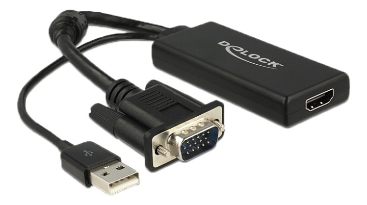 Delock VGA to HDMI Adapter with Audio black in the group COMPUTERS & PERIPHERALS / Computer cables / VGA / Adapters at TP E-commerce Nordic AB (38-61533)