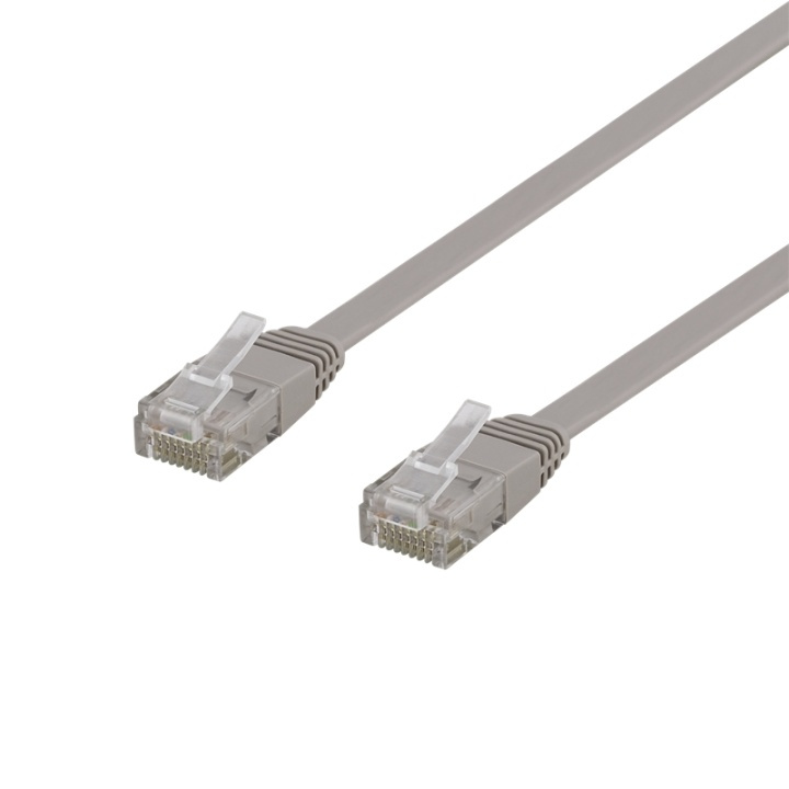 DELTACO U/UTP Cat6 patch cable, flat, 2m, 250MHz, gray in the group COMPUTERS & PERIPHERALS / Computer cables / Network cables / Cat6 at TP E-commerce Nordic AB (38-61702)