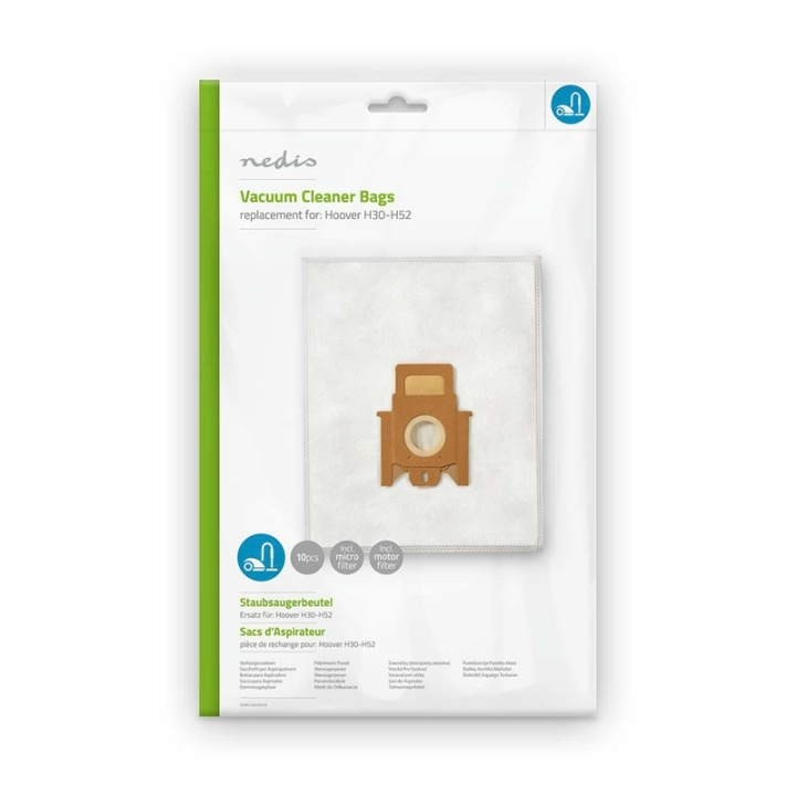 Nedis Vacuum Cleaner Bag | 10 pcs | Synthetic | Most sold for: Hoover H30-H52 | White in the group HOME, HOUSEHOLD & GARDEN / Cleaning products / Vacuum cleaners & Accessories / Accessories / Vacuum bags at TP E-commerce Nordic AB (38-73248)