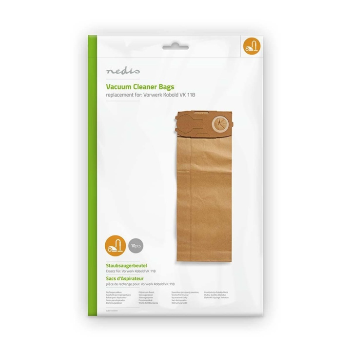 Nedis Vacuum Cleaner Bag | 10 pcs | Paper | Most sold for: Vorwerk Kobold VK 118 | Brown in the group HOME, HOUSEHOLD & GARDEN / Cleaning products / Vacuum cleaners & Accessories / Accessories / Vacuum bags at TP E-commerce Nordic AB (38-73268)