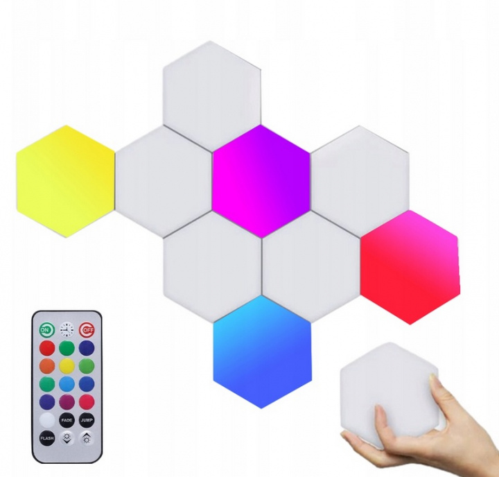 Hexagonal LED-Light - Wall Lighting with RGB, 5 Hexagon Modules, incl Remote Control in the group HOME ELECTRONICS / Lighting / Wall lights at TP E-commerce Nordic AB (38-84403)