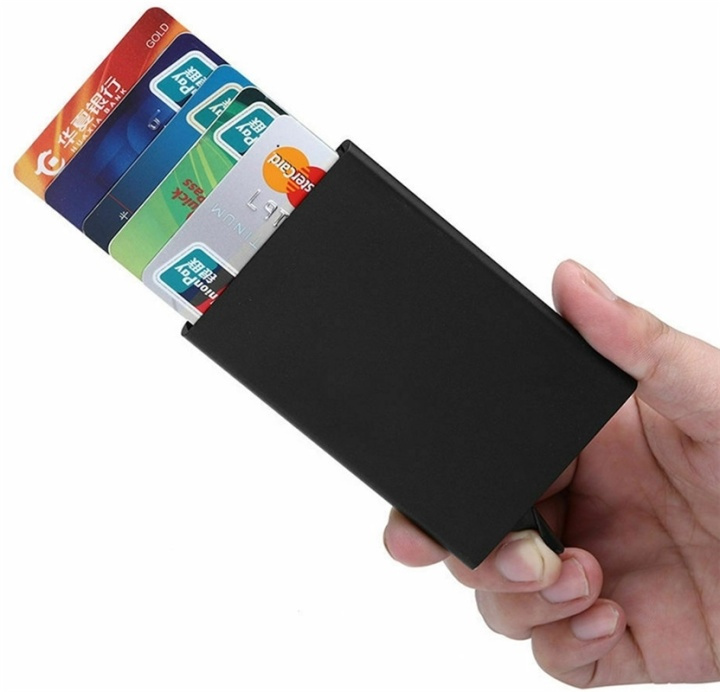 RFID Card Holder in Aluminum with Pop-up, Black in the group Sport, leisure & Hobby / Fun stuff / Smart home at TP E-commerce Nordic AB (38-84404)