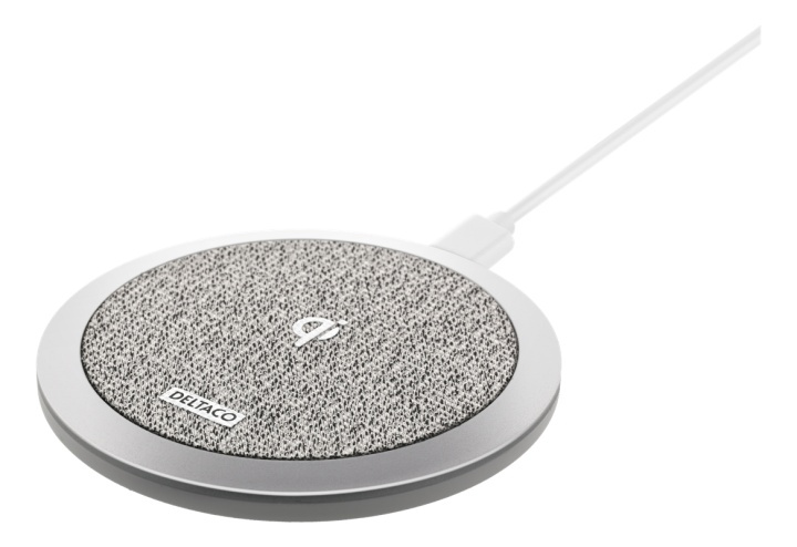 DELTACO fast wireless charger, iPhone/Android, 10 W, fabric, Qi cert. in the group SMARTPHONE & TABLETS / Chargers & Cables / Wireless Qi chargers at TP E-commerce Nordic AB (38-85869)