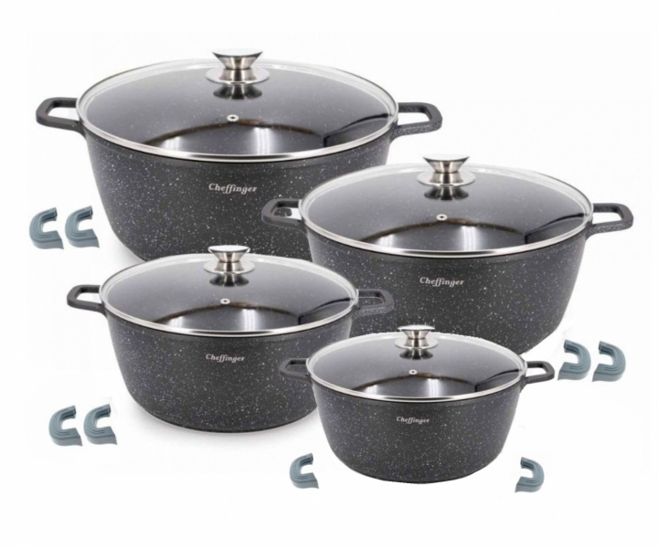 8-piece casserole set, Induction, Non-stick, Stainless steel in the group HOME, HOUSEHOLD & GARDEN / Kitchen utensils / Pots & Pans at TP E-commerce Nordic AB (38-94732)