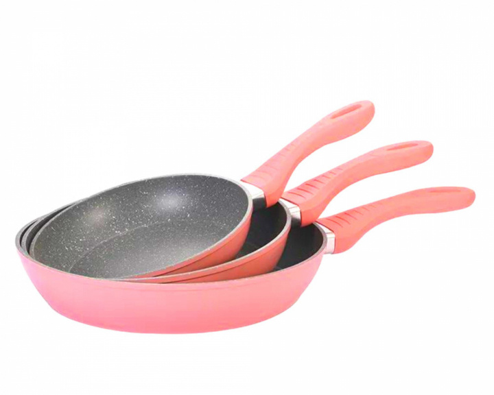 3-piece frying pan set, induction, scratch-free frying pan, non-stick, marble, pink in the group HOME, HOUSEHOLD & GARDEN / Kitchen utensils / Frying pans at TP E-commerce Nordic AB (38-94737)