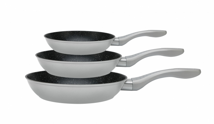 3-piece frying pan set, induction, scratch-free frying pan, non-stick, marble, silver in the group HOME, HOUSEHOLD & GARDEN / Kitchen utensils / Frying pans at TP E-commerce Nordic AB (38-94738)