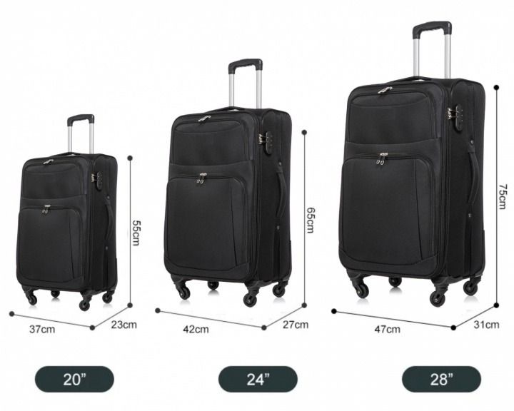 Suitcase set of 3, fabric, expandable in the group Sport, leisure & Hobby / Travel accessories / Suitcases at TP E-commerce Nordic AB (38-94739)