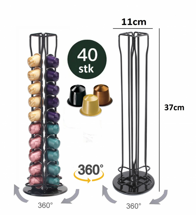 Coffee capsule rack - rotatable, 40 capsules - Nespresso in the group HOME, HOUSEHOLD & GARDEN / Household appliances / Coffee makers and accessories / Coffee capsules at TP E-commerce Nordic AB (38-94747)