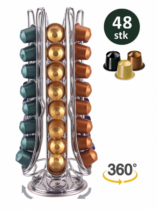 Coffee capsule rack - rotatable, 48 capsules - Nespresso in the group HOME, HOUSEHOLD & GARDEN / Household appliances / Coffee makers and accessories / Coffee capsules at TP E-commerce Nordic AB (38-94748)