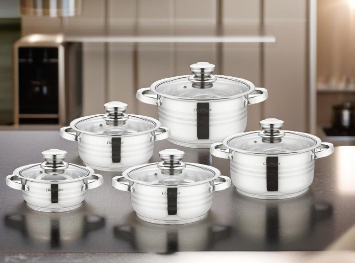 10-piece stainless steel casserole set, Induction saucepan, Stainless steel lid in the group HOME, HOUSEHOLD & GARDEN / Kitchen utensils / Pots & Pans at TP E-commerce Nordic AB (38-94752)