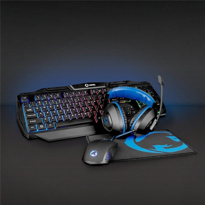 Nedis Gaming Combo Kit | 4-in-1 | Keyboard, Headset, Mouse and Mouse Pad | Black / Blue | QWERTZ | DE Layout in the group COMPUTERS & PERIPHERALS / GAMING / Mice at TP E-commerce Nordic AB (38-95113)