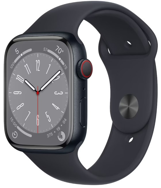 Apple Watch Series 8 GPS + Cellular, 41mm, Midnight sport band in the group SMARTPHONE & TABLETS / Excercise, home & leisure / Apple Watch & Accessories / Apple Watch at TP E-commerce Nordic AB (38-95879)