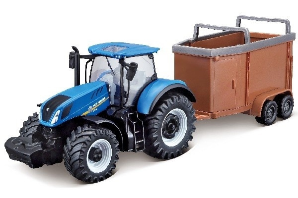 Tractor w/livestock trailer N.H. T7.615 10cm Blå in the group TOYS, KIDS & BABY PRODUCTS / Toys / Toy cars at TP E-commerce Nordic AB (A09244)