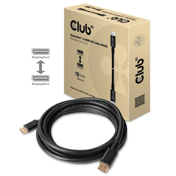 CLUB3D DisplayPort 1.4 HBR3 8K Cable M/M 4m /13.12ft in the group COMPUTERS & PERIPHERALS / Computer cables / DisplayPort / Cables at TP E-commerce Nordic AB (A14571)