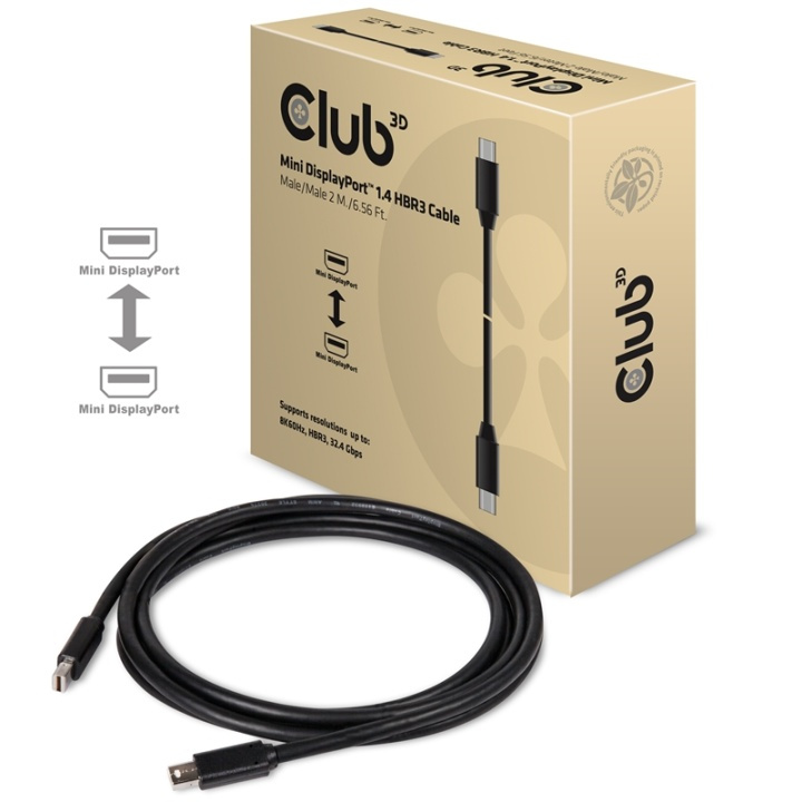 CLUB3D Mini DisplayPort 1.4 Cable HBR3 8K60Hz Male / Male 2 mtr. / 6.56 Ft. in the group COMPUTERS & PERIPHERALS / Computer cables / DisplayPort / Cables at TP E-commerce Nordic AB (A14573)