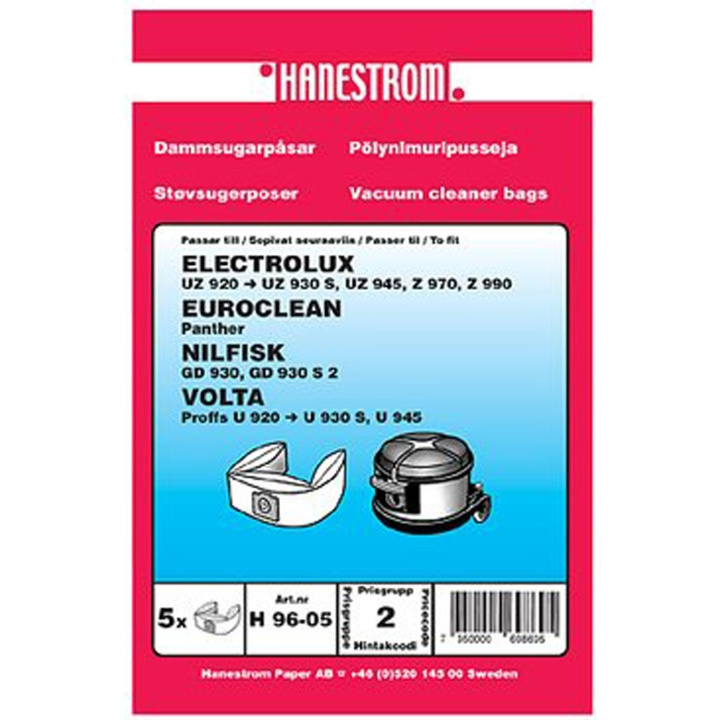 Haneström Dammpåsar Nilfisk 5pack VP930 in the group HOME, HOUSEHOLD & GARDEN / Cleaning products / Vacuum cleaners & Accessories / Accessories / Vacuum bags at TP E-commerce Nordic AB (A18763)