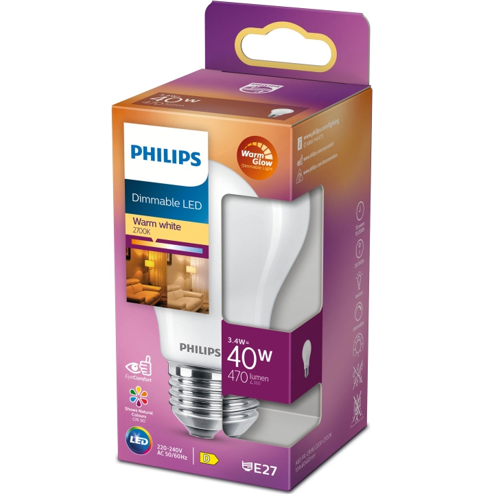 Philips LED E27 Normal 40W Frost Dimba in the group HOME ELECTRONICS / Lighting / LED lamps at TP E-commerce Nordic AB (A19301)