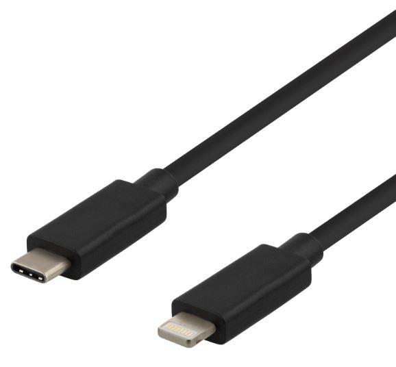 Cable USB-C - Lightning, 2.4A, 1m, Black in the group SMARTPHONE & TABLETS / Chargers & Cables / Cables / Cables Lightning at TP E-commerce Nordic AB (A22400)