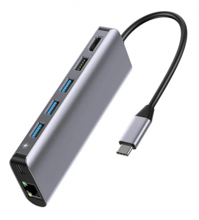 Sign 7-in-1 USB-C Hub HDMI RJ45 USB-C, max 100W, 20V, 5A - Gray in the group COMPUTERS & PERIPHERALS / Computer accessories / USB-Hubs at TP E-commerce Nordic AB (A22460)