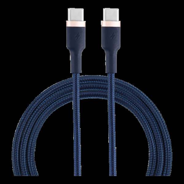 EPZI USB-C till USB-C-kabel, 60W, Flätad, 1m - Marinblå in the group SMARTPHONE & TABLETS / Chargers & Cables / Cables / Cables Type C at TP E-commerce Nordic AB (A22562)