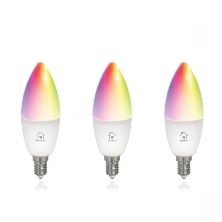 Deltaco SH-LE14RGB-3P Smart Bulbs E14, 5W, 2700K-6500K, 3-pack in the group HOME, HOUSEHOLD & GARDEN / Smart home / Smart Lights at TP E-commerce Nordic AB (A22601)