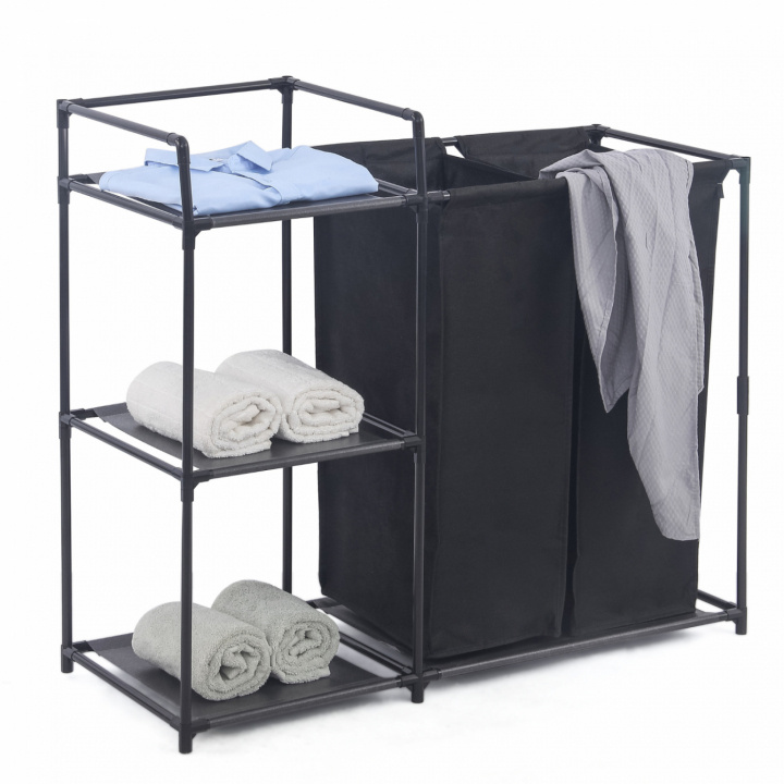 Herzberg HG-04531: 2 Detachable Bag Laundry Sorter with 3-Tier Storage Shelf in the group HOME, HOUSEHOLD & GARDEN / Cleaning products / Laundry at TP E-commerce Nordic AB (A22607)