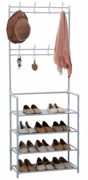 Herzberg Segmented Hallstand Clothes Hanger with 4 Shelves Shoe Rack - 60x155cm in the group HOME, HOUSEHOLD & GARDEN / Interior / Strorage at TP E-commerce Nordic AB (A22611)