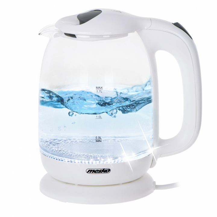 Mesko MS 1302 Kettle glass 1,7 L, White in the group HOME, HOUSEHOLD & GARDEN / Household appliances / Water & Juice / Kettles at TP E-commerce Nordic AB (A22660)