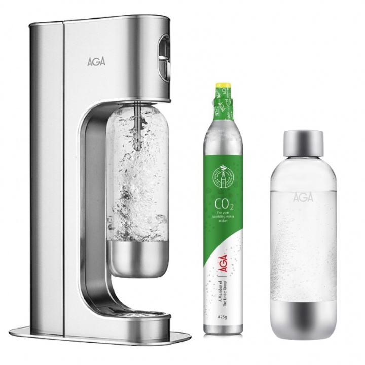 AGA Exclusive Steel inkl. 2 flaskor + kolsyrepatron in the group HOME, HOUSEHOLD & GARDEN / Household appliances / Water & Juice / Carbonation machines / Carbonation machines at TP E-commerce Nordic AB (A22790)