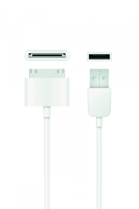 QNECT USB 2.0 type A male - 30-Pin, 1m, White in the group SMARTPHONE & TABLETS / Chargers & Cables / Cables / Cables 30 pin at TP E-commerce Nordic AB (A22852)