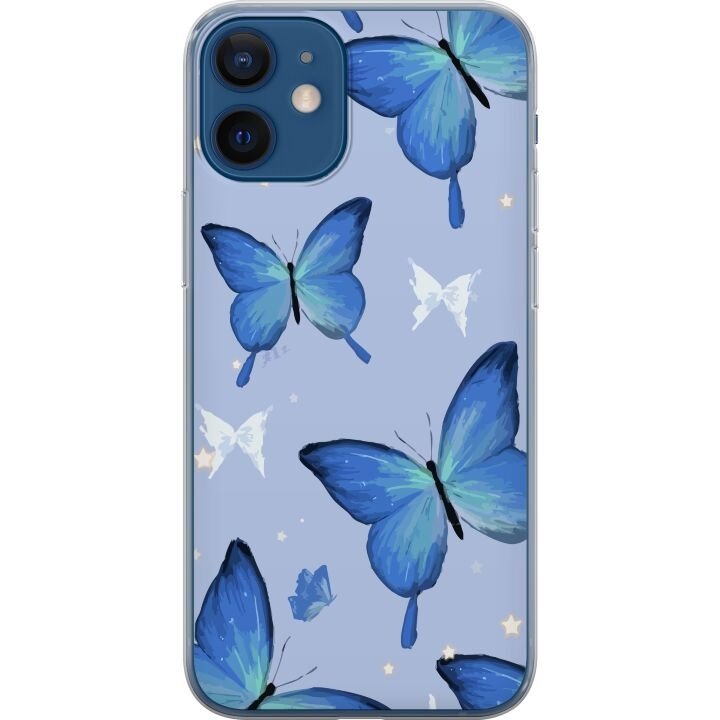 Mobile case for Apple iPhone 12 with Blue butterflies design in the group SMARTPHONE & TABLETS / Phone cases / Apple / iPhone 12 at TP E-commerce Nordic AB (A50205)